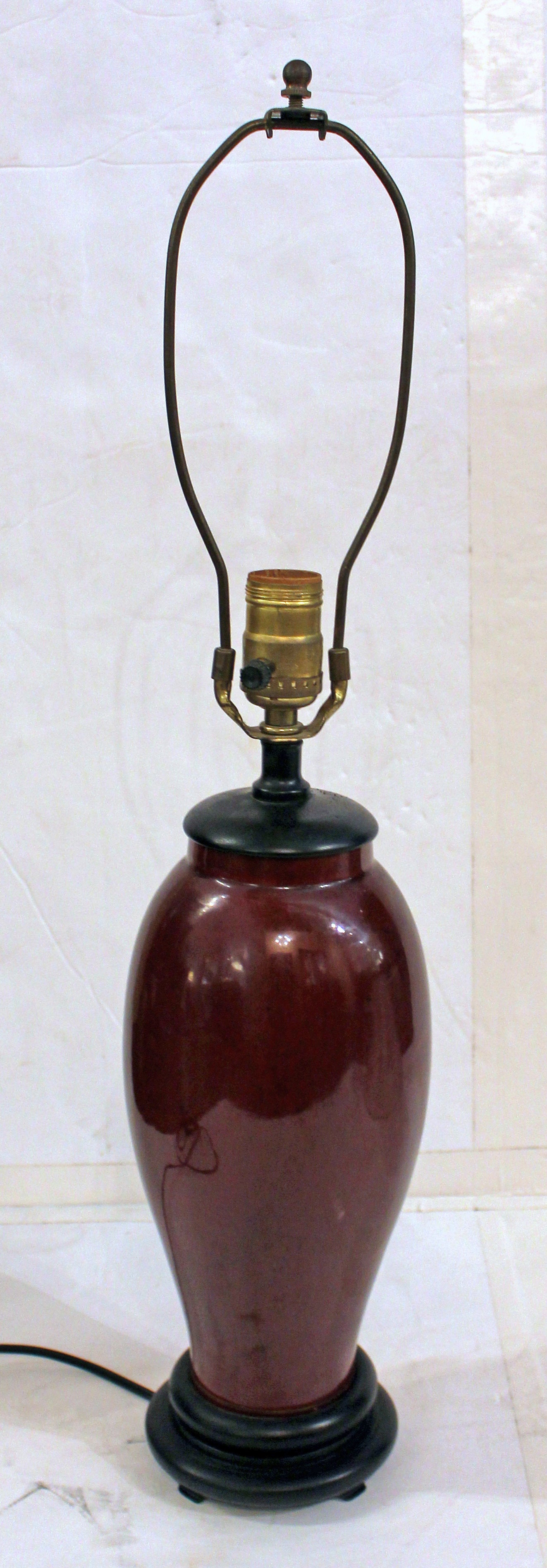 c. 1980 American Royal Haeger Sang de Boeuf Glazed Vase Lamp For Sale