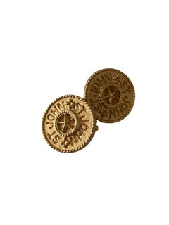 c. 1980s-90s Vintage St. John Logo Clip-On Earrings with Star Motif