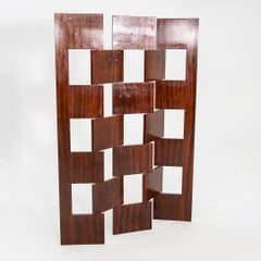 C. 1980s Eileen Gray Brick Screen Laquage Paravent Room Divider in Mahogany