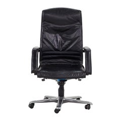 C. 1980s Fritz Makiol for Girsberger Trilax 2 Desk Chair in Black Leather