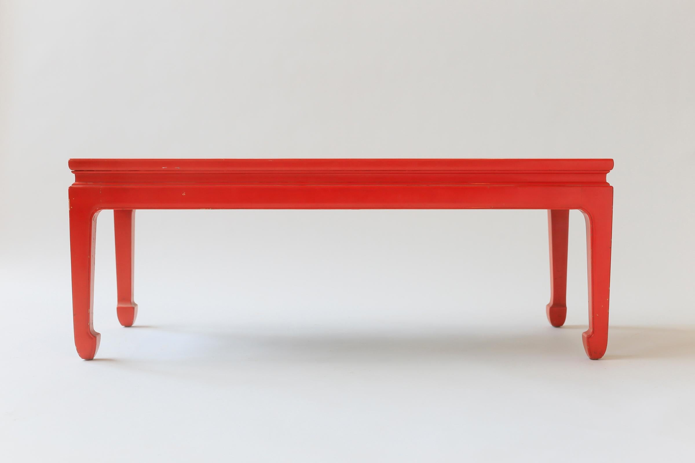 Fin du 20e siècle c. Table basse en laque rouge Gracie Chinoiserie des années 1980 en vente