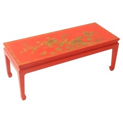 c. 1980's Gracie Chinoiserie Red Lacquer Coffee Table
