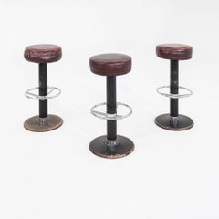 C. 1980s Ole Rune Design of Denmark Leather and Iron Bar Stool 6x Available