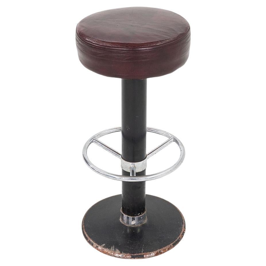 C. 1980s Ole Rune Design of Denmark Leather and Iron Bar Stool 6x Available For Sale