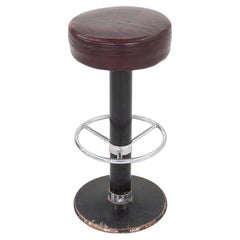 C. 1980s Ole Rune Design of Denmark Leather and Iron Bar Stool 6x Available