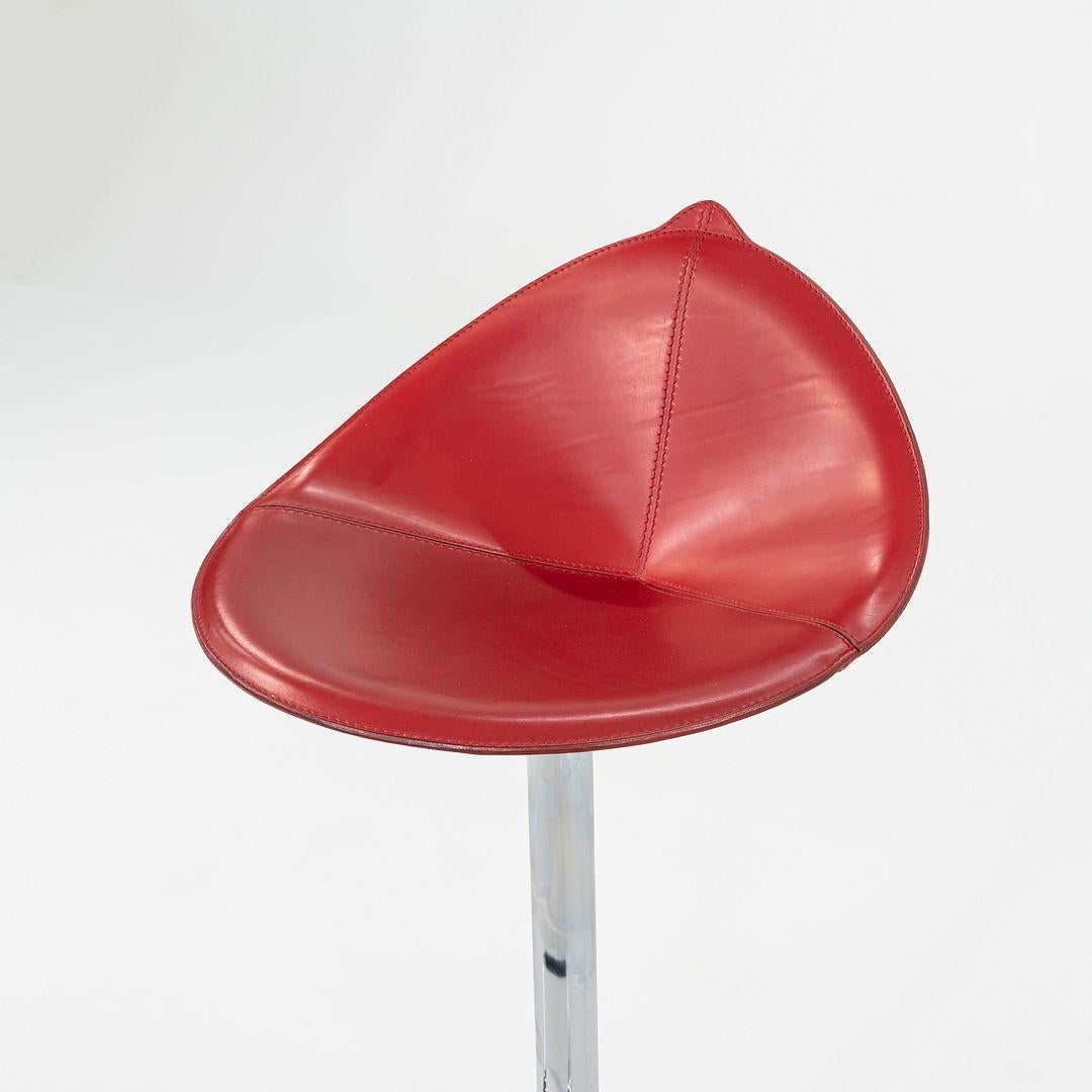 C. 1980s Set of Three Fame Fiorile Bar Stools by Fasem of Italy in Red & Chrome For Sale 5