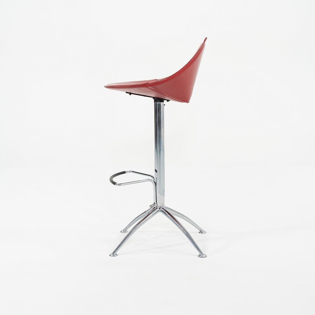 Italian C. 1980s Set of Three Fame Fiorile Bar Stools by Fasem of Italy in Red & Chrome For Sale