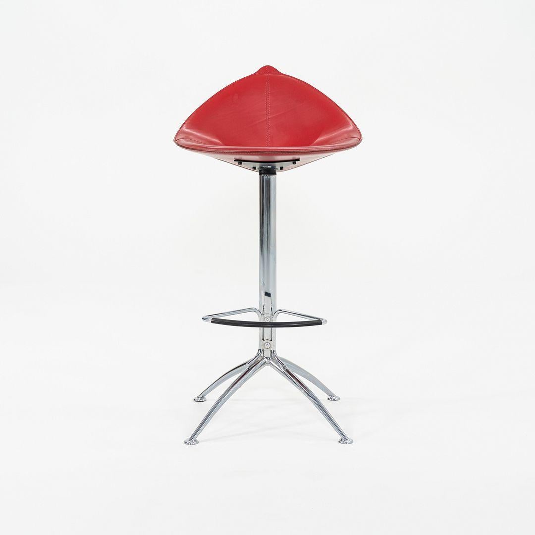 Late 20th Century C. 1980s Set of Three Fame Fiorile Bar Stools by Fasem of Italy in Red & Chrome For Sale