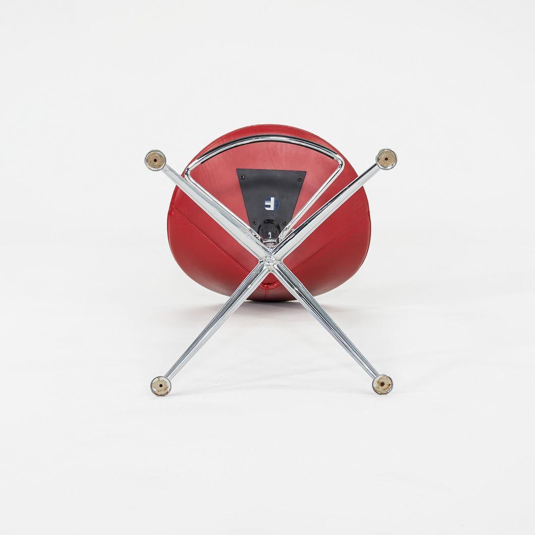 C. 1980s Set of Three Fame Fiorile Bar Stools by Fasem of Italy in Red & Chrome For Sale 1