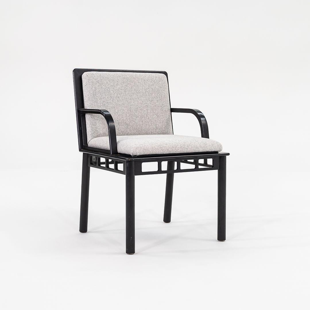 American C. 1988 Pair of Ettore Sottsass Bridge Chairs in Ebonized Maple Kvadrat Fabric For Sale