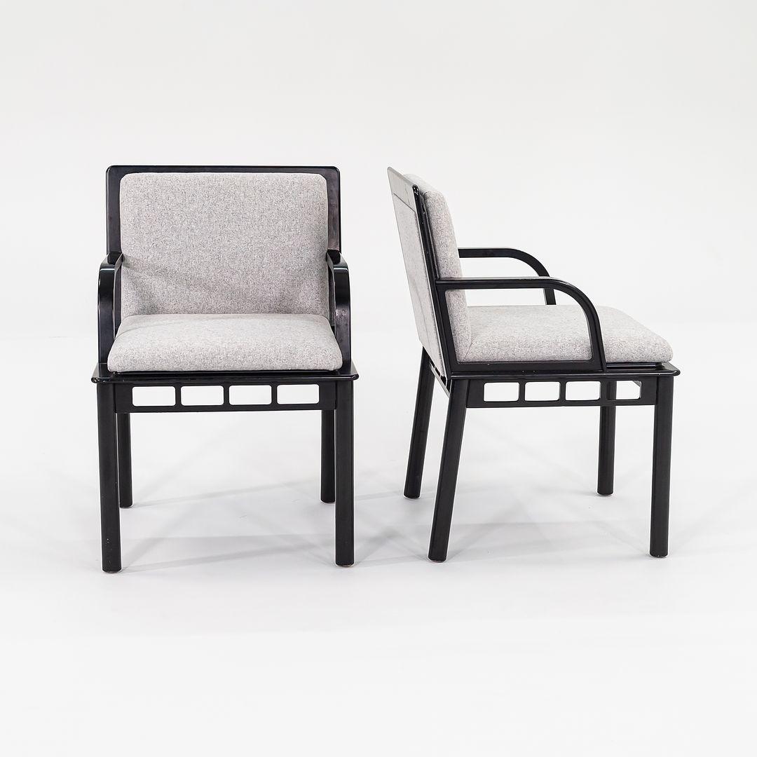 C. 1988 Pair of Ettore Sottsass Bridge Chairs in Ebonized Maple Kvadrat Fabric For Sale 1
