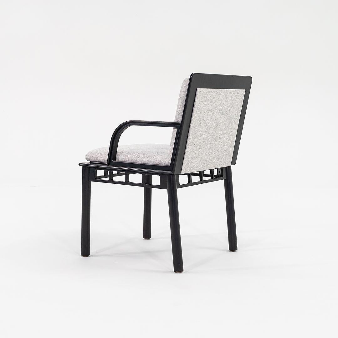 C. 1988 Pair of Ettore Sottsass Bridge Chairs in Ebonized Maple Kvadrat Fabric For Sale 2