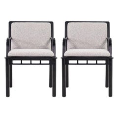 C. 1988 Pareja de Sillones Puente Ettore Sottsass en Arce Ebonizado Tela Kvadrat