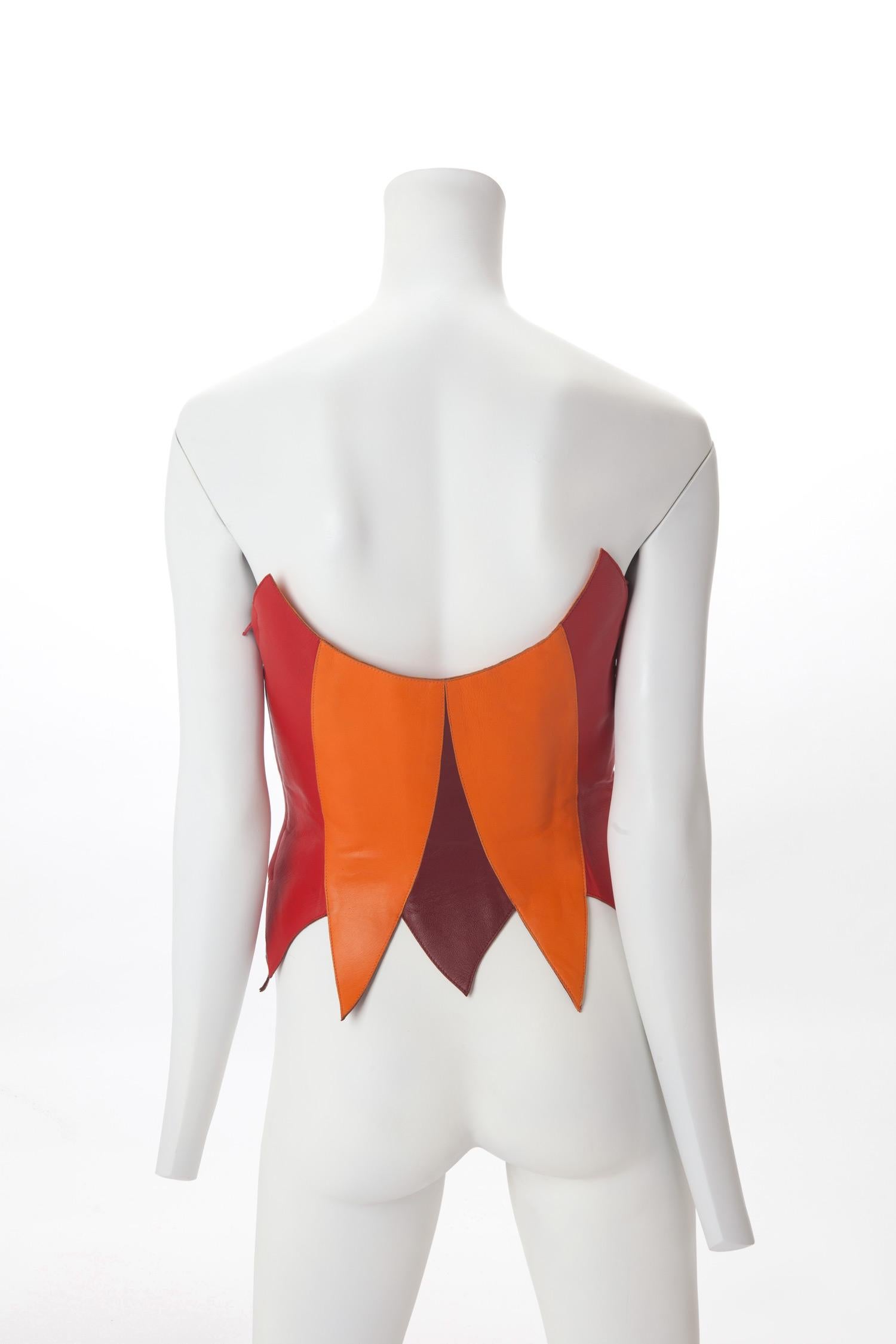 c. 1989-92 Thierry Mugler Couture Leather Flame Bustier Museum In Good Condition In New York, NY