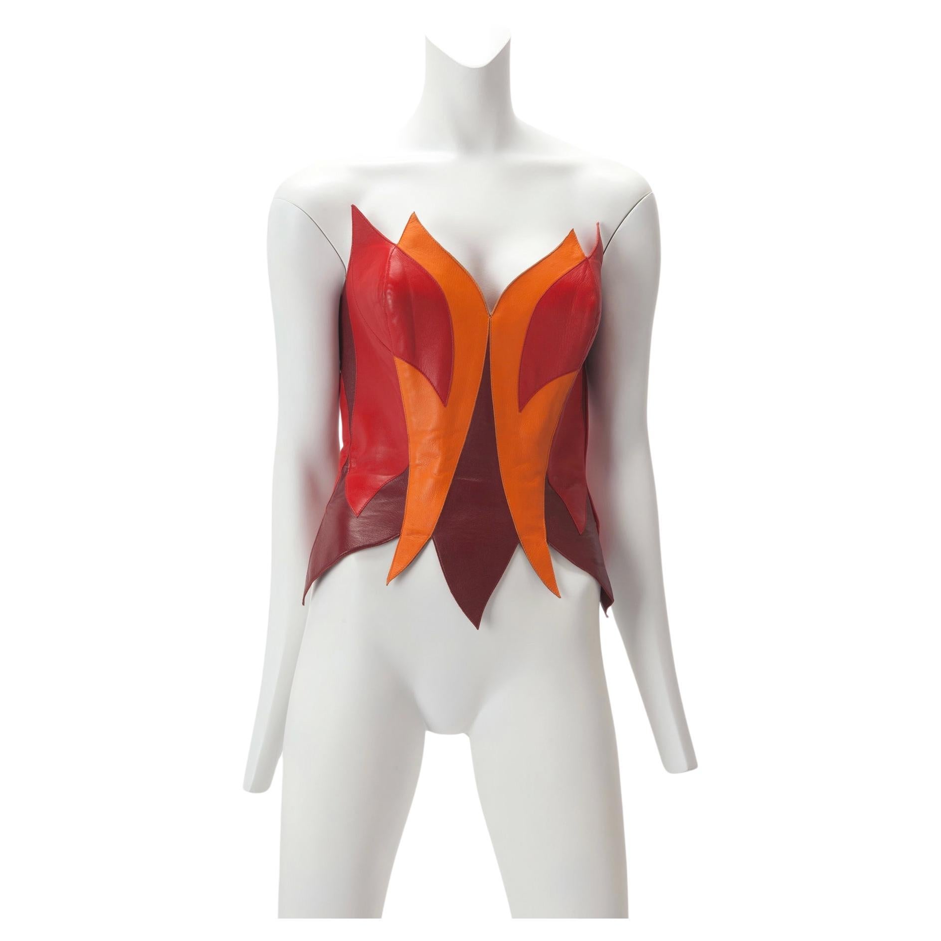 c. 1989-92 Thierry Mugler Couture Leather Flame Bustier Museum