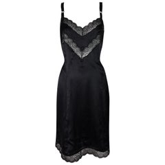 C. 1990 Dolce 
Gabbana Sheer Lace Black Silk Slip Mini Dress