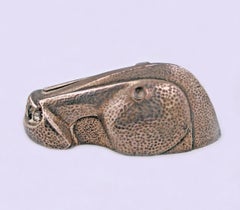 C. 1990 Hammered Silver Horse Head Paperweigh By Frédéric Barnley For Christofle