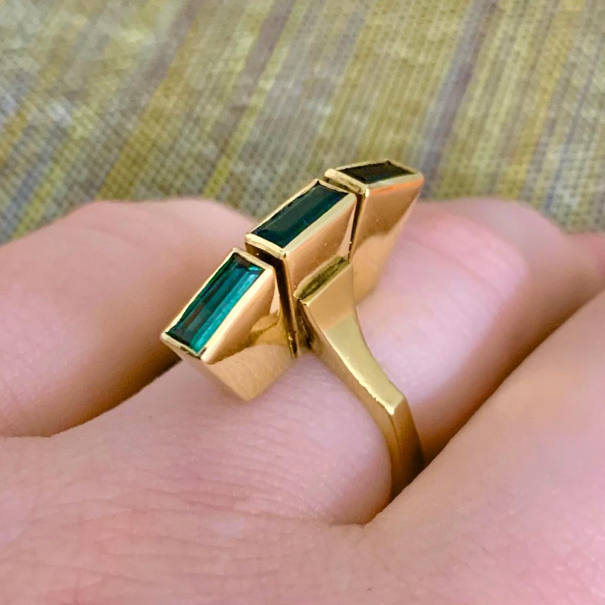 Contemporary Peter Cullman Tourmaline and Gold Ring circa 1990  For Sale