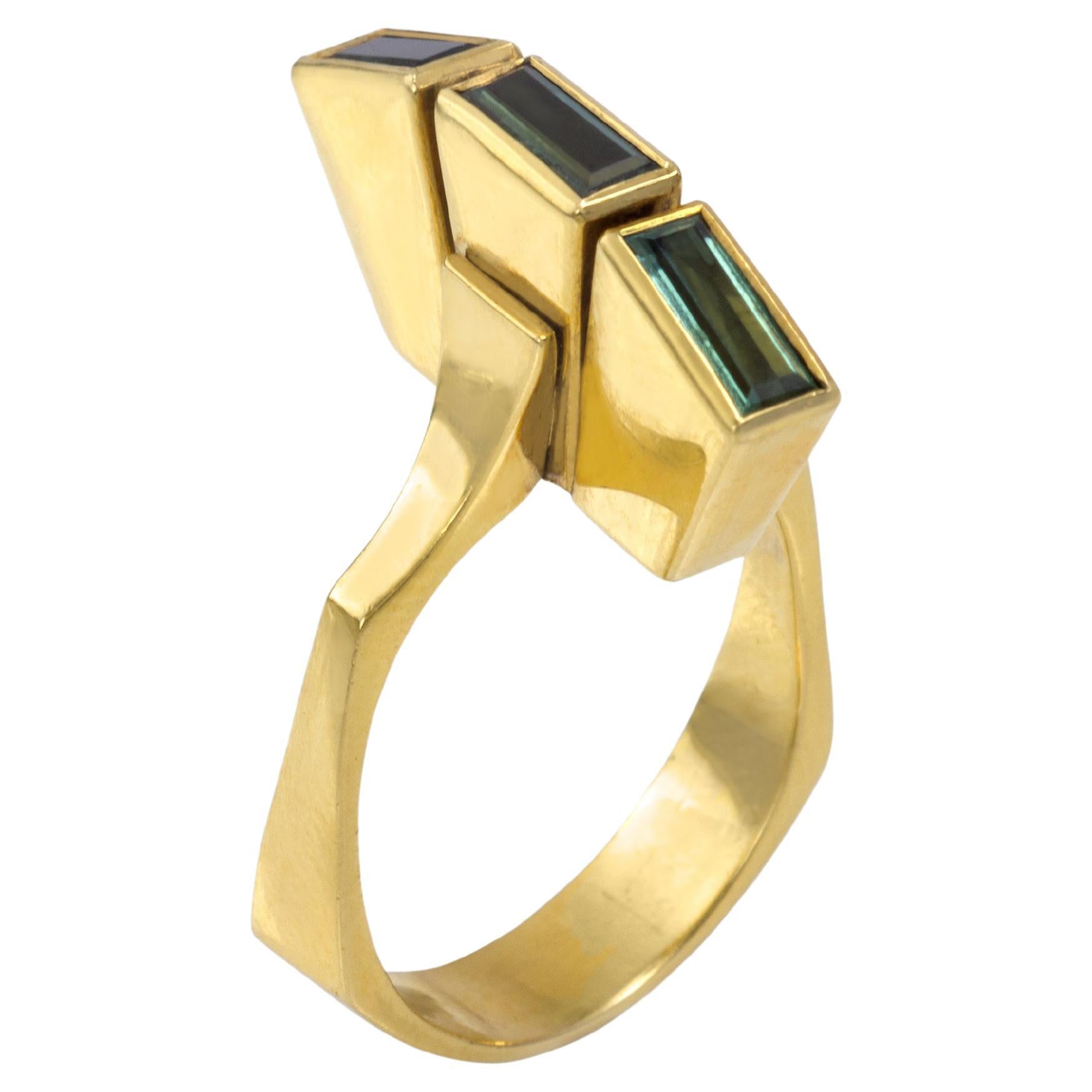 Peter Cullman Tourmaline and Gold Ring circa 1990  For Sale