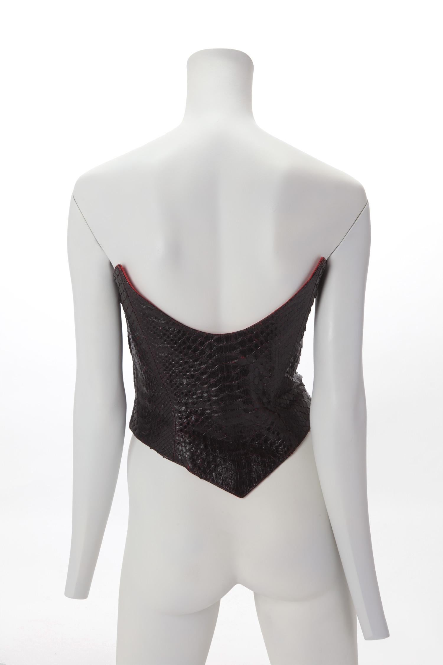 c. 1990's Thierry Mugler Couture Black Python Corset Rare In Good Condition For Sale In New York, NY