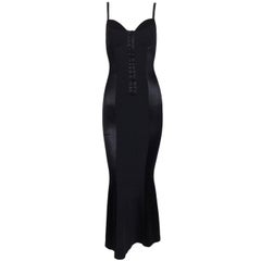 C. 1991 Dolce and Gabbana Black Corset Mermaid Pin-Up Long Wiggle Dress ...