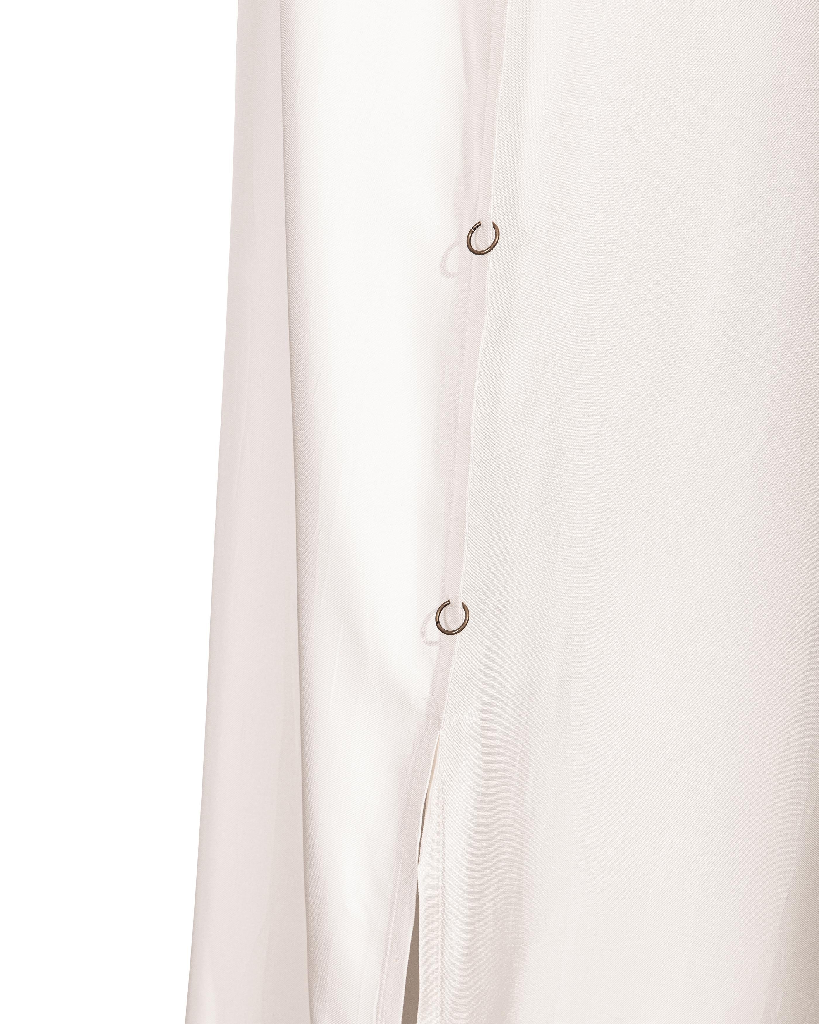 Calvin Klein S/S 2016 - Robe en soie blanche avec détails latéraux en boucle en bronze Pour femmes en vente