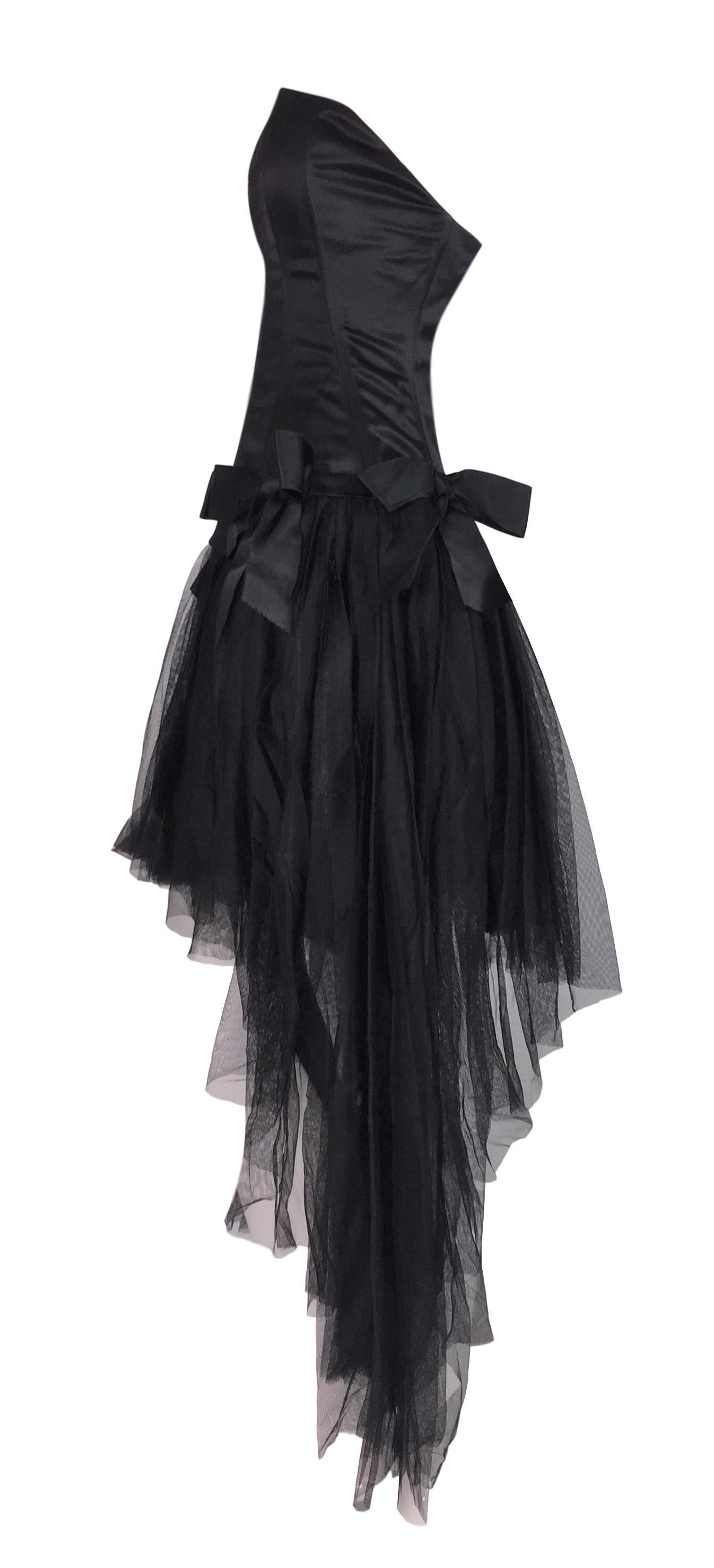 C. 1995 Chanel Ballerina Sheer Black Mesh Bustier Dress w/ Tulle and ...