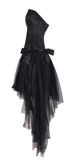 C. 1995 Chanel Ballerina Sheer Black Mesh Bustier Dress w/ Tulle & Bows