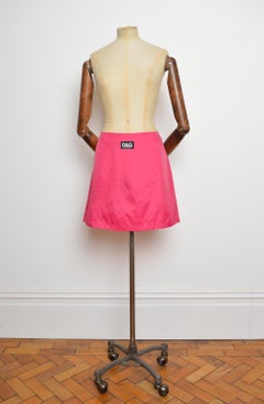 C. 1995 Dolce & Gabbana D&G Hot Pink Nylon Mini Skirt