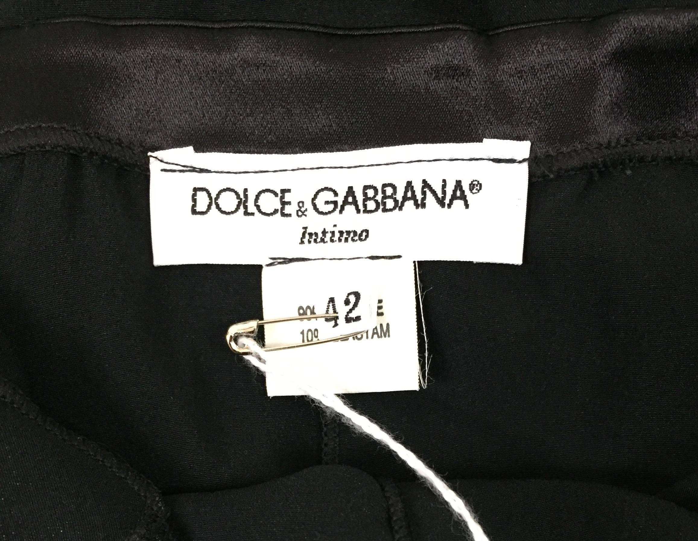 Women's C. 1995 Dolce & Gabbana Pin-Up Flapper Style Sheer Black Silk Long Slip Dress