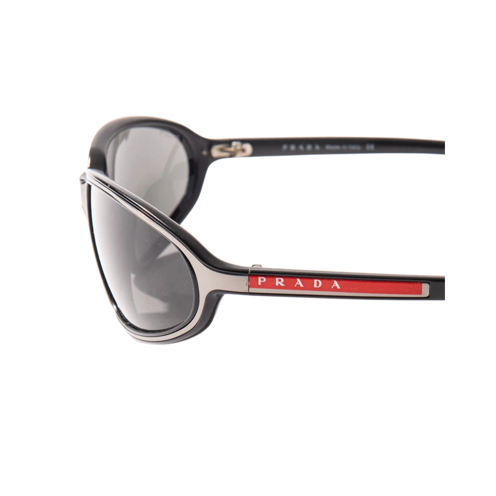 c. 1999 Prada Black and Silver Sunglasses 1