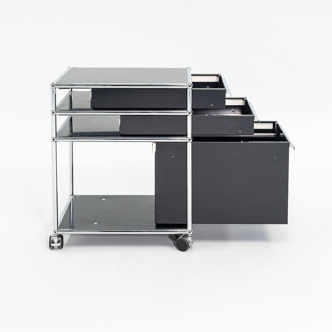 C. 2000s USM Haller Switzerland Pedestal in Black with Chrome Frame 6+ Available For Sale 3