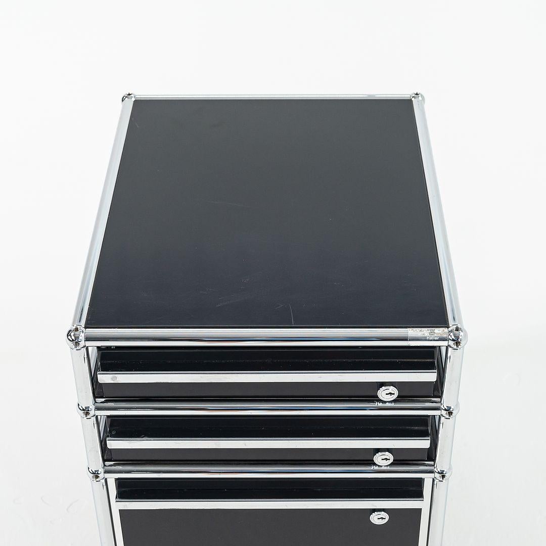 C. 2000s USM Haller Switzerland Pedestal in Black with Chrome Frame 6+ Available For Sale 4