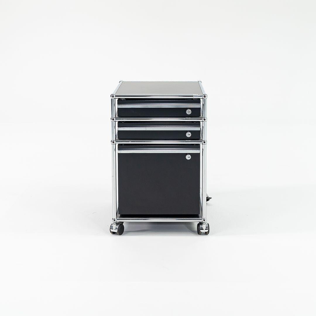 Modern C. 2000s USM Haller Switzerland Pedestal in Black with Chrome Frame 6+ Available For Sale