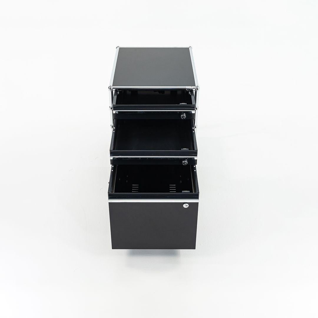 Steel C. 2000s USM Haller Switzerland Pedestal in Black with Chrome Frame 6+ Available For Sale