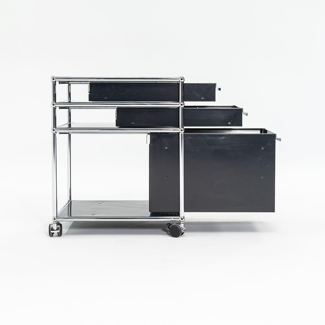 C. 2000s USM Haller Switzerland Pedestal in Black with Chrome Frame 6+ Available For Sale 1