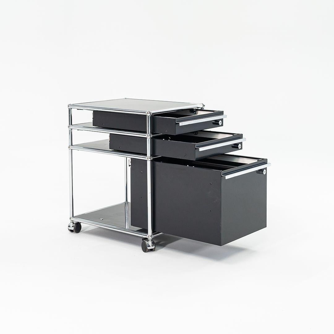 C. 2000s USM Haller Switzerland Pedestal in Black with Chrome Frame 6+ Available For Sale 2