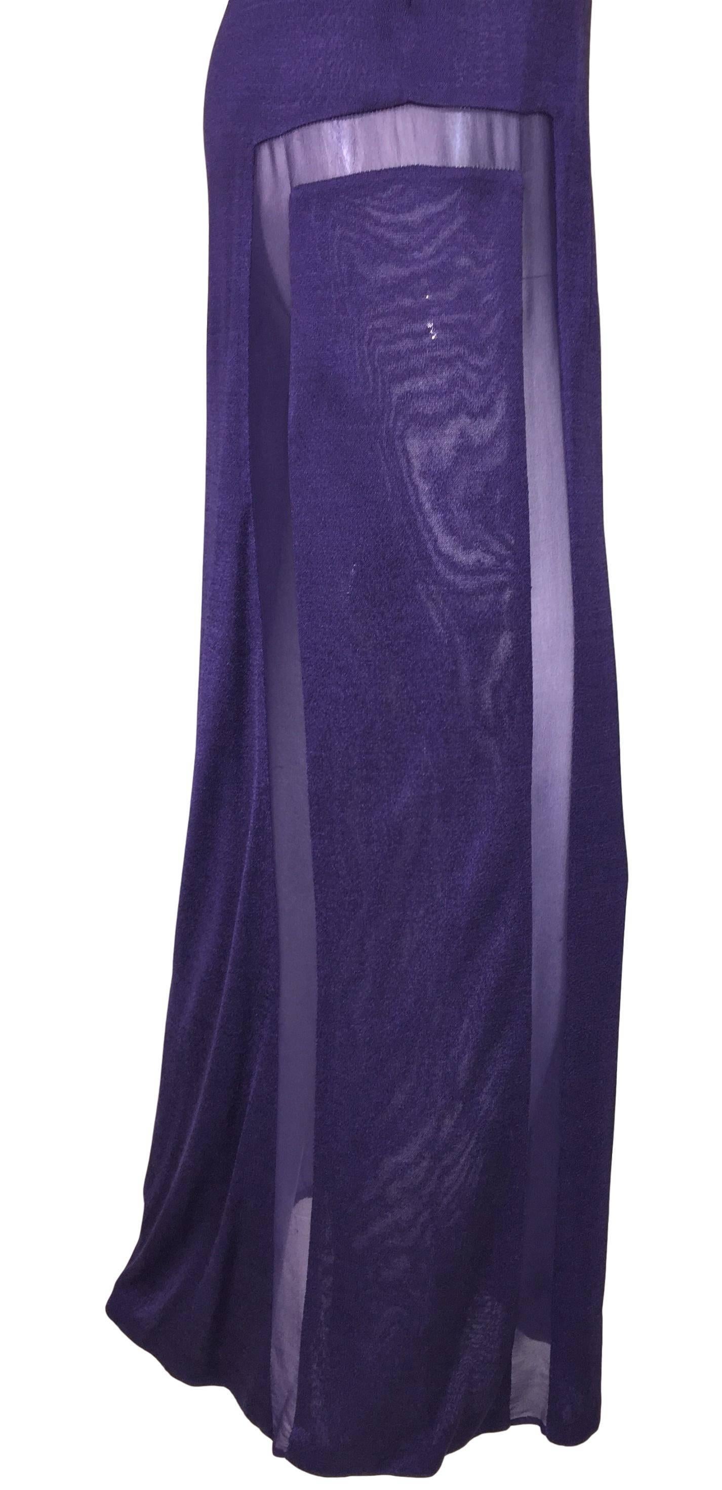 C. 2001 Atelier Versace Sheer Purple Beaded Gown Dress 3