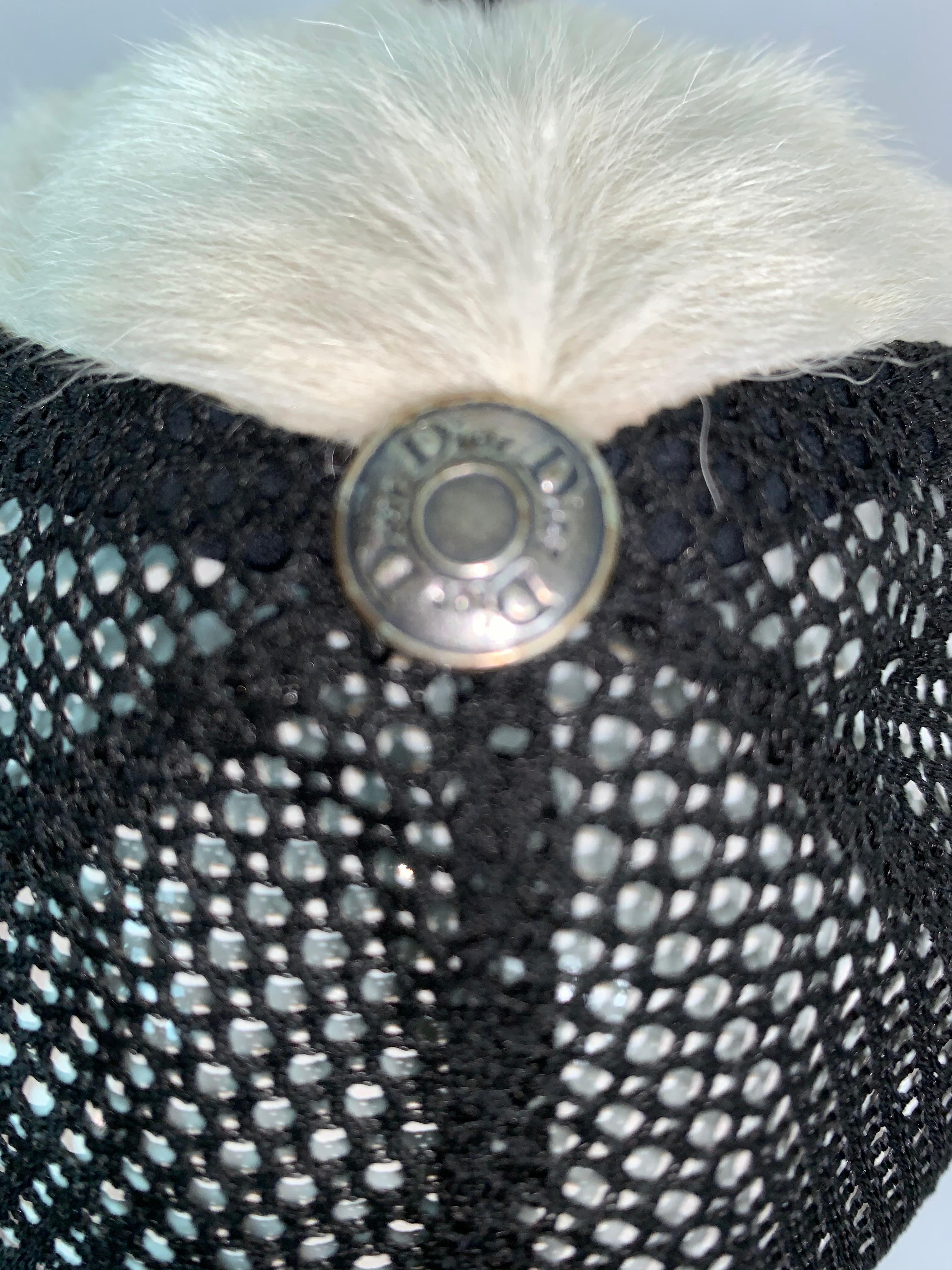 C. 2001 Christian Dior John Galliano Black White Fur Trucker Baseball Cap Hat In Good Condition In Yukon, OK