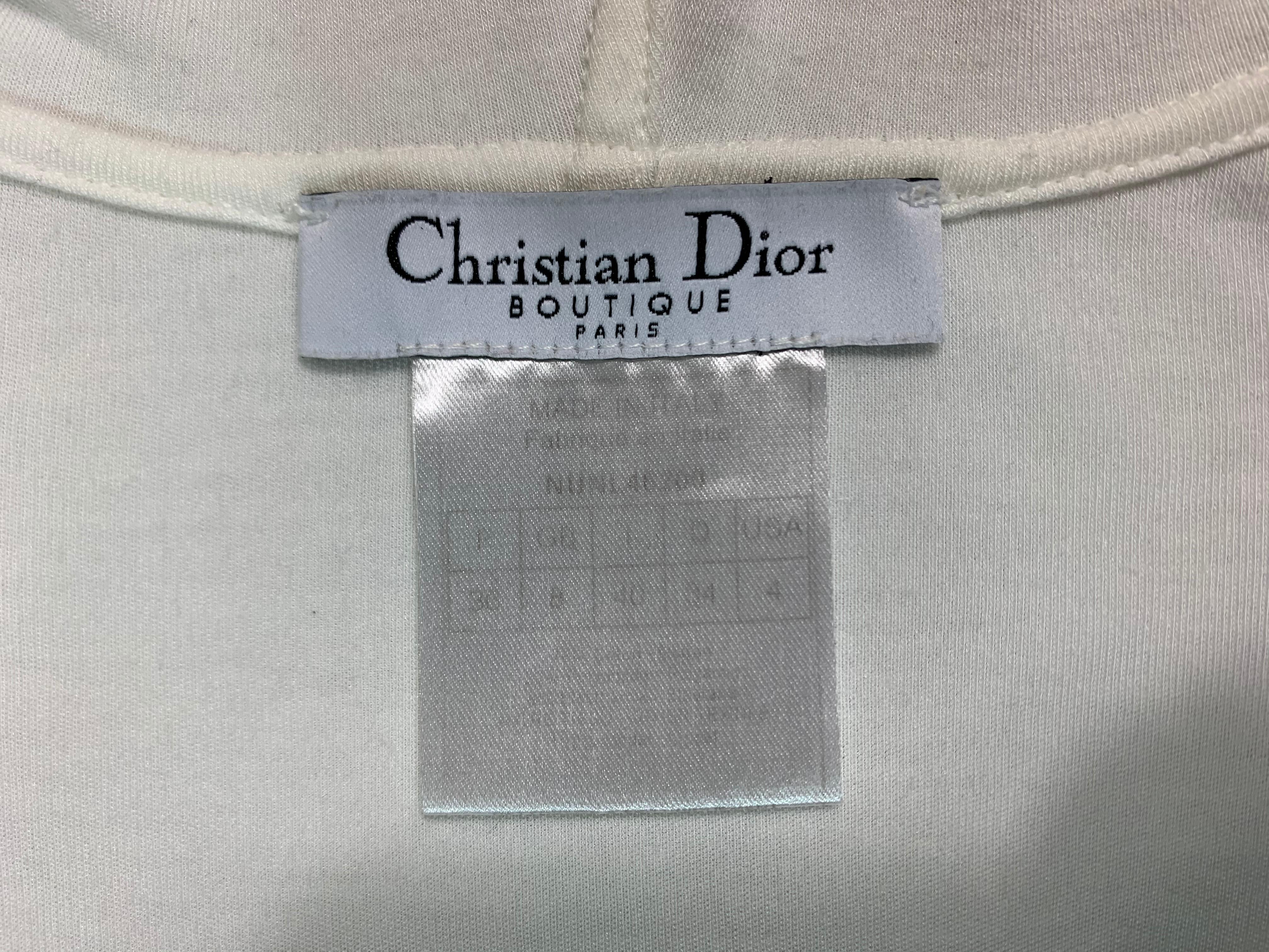 Women's C. 2001 Christian Dior John Galliano Plunging White Hooded Bodycon Logo Dress