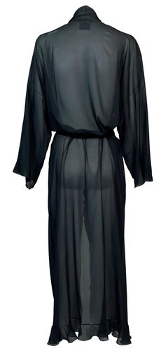C. 2001 Christian Dior John Galliano Schwarzes durchsichtiges Robenkleid aus Seide mit Jacke