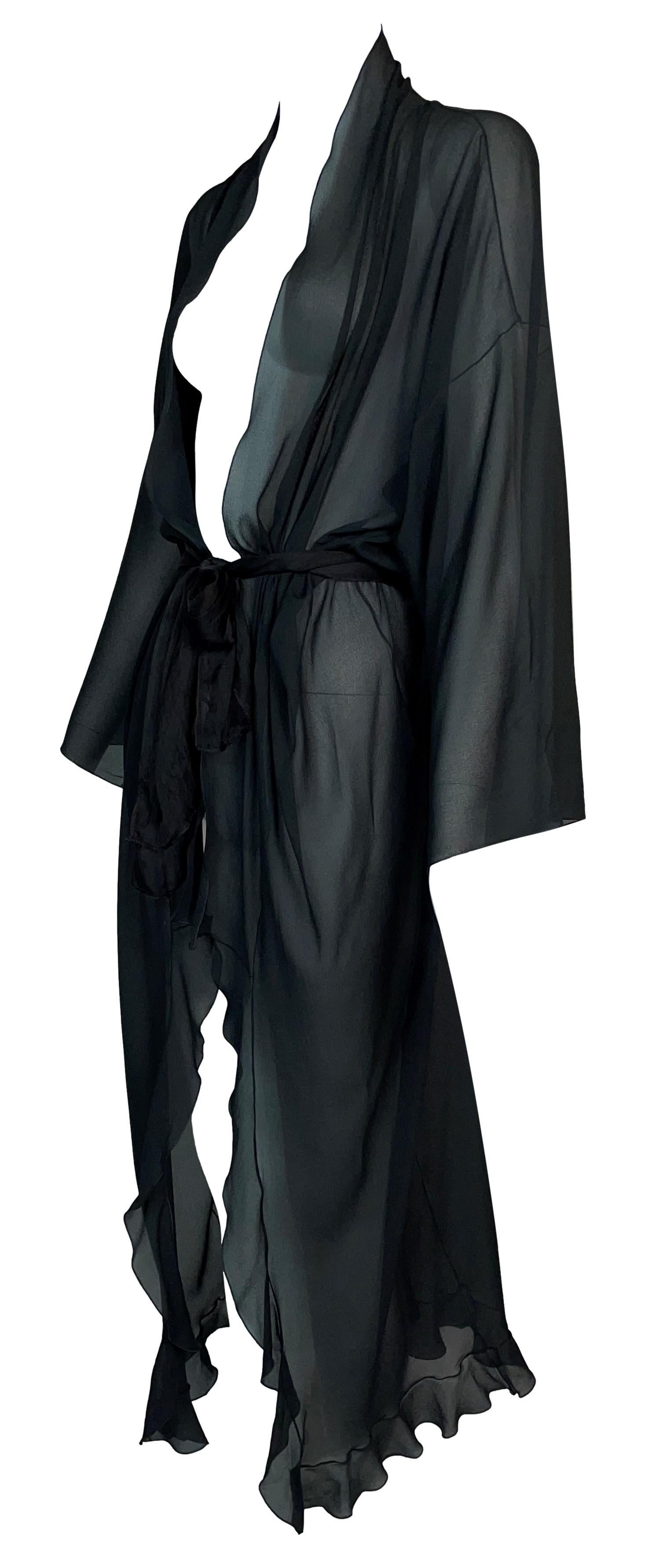 C. 2001 Christian Dior John Galliano Sheer Black Silk Robe Dress Jacket In Good Condition In Yukon, OK