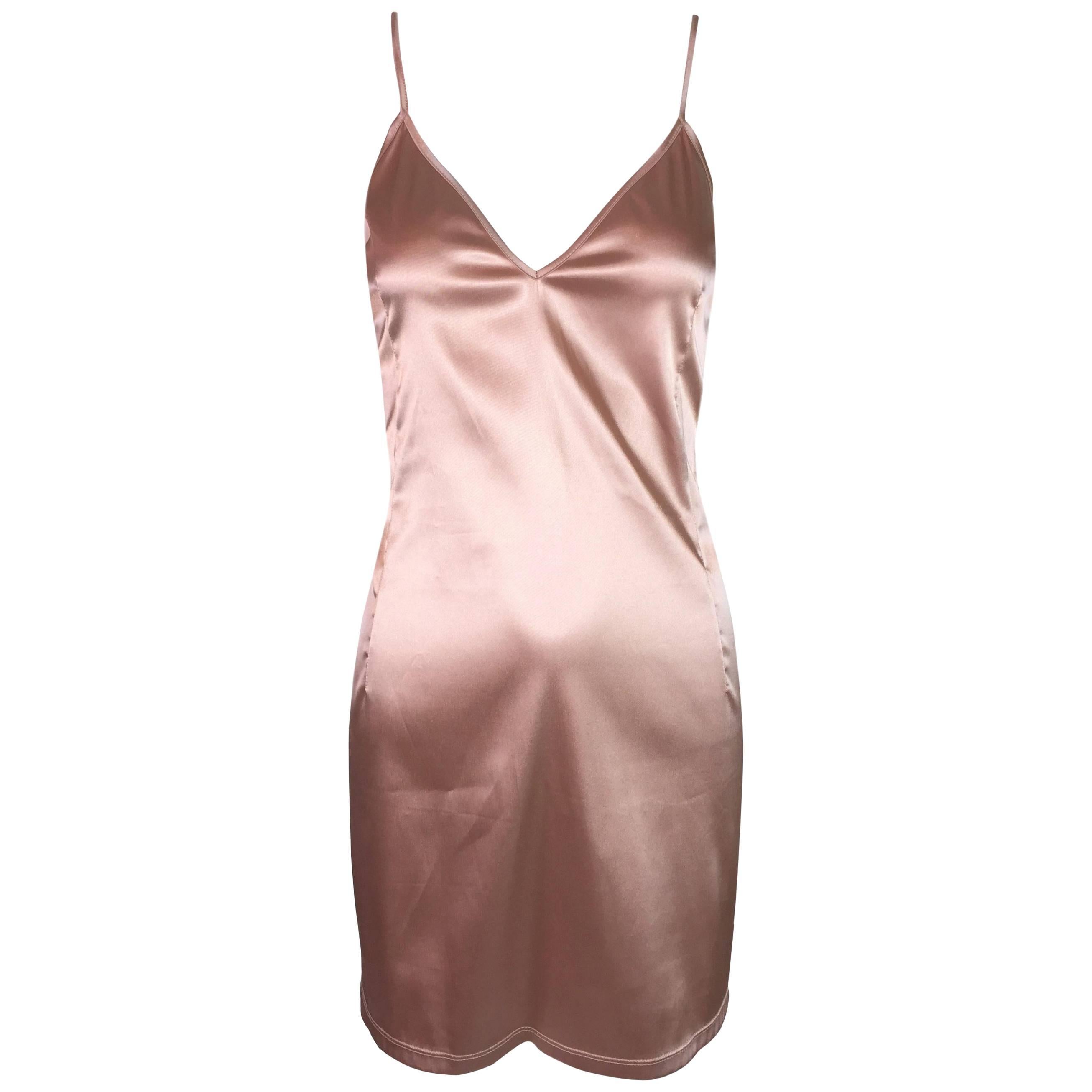 C. 2001 D&G by Dolce 
Gabbana Blush Champagne Plunging Mini Slip Dress