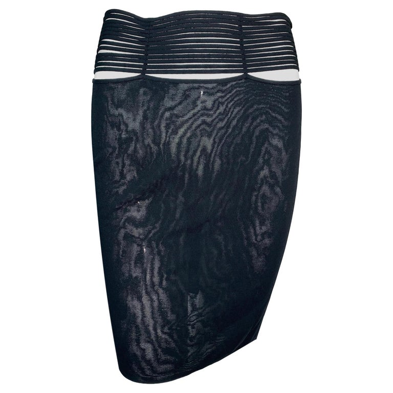 C. 2001 Gucci Tom Ford Sheer Black Knit Mini Skirt M at 1stDibs