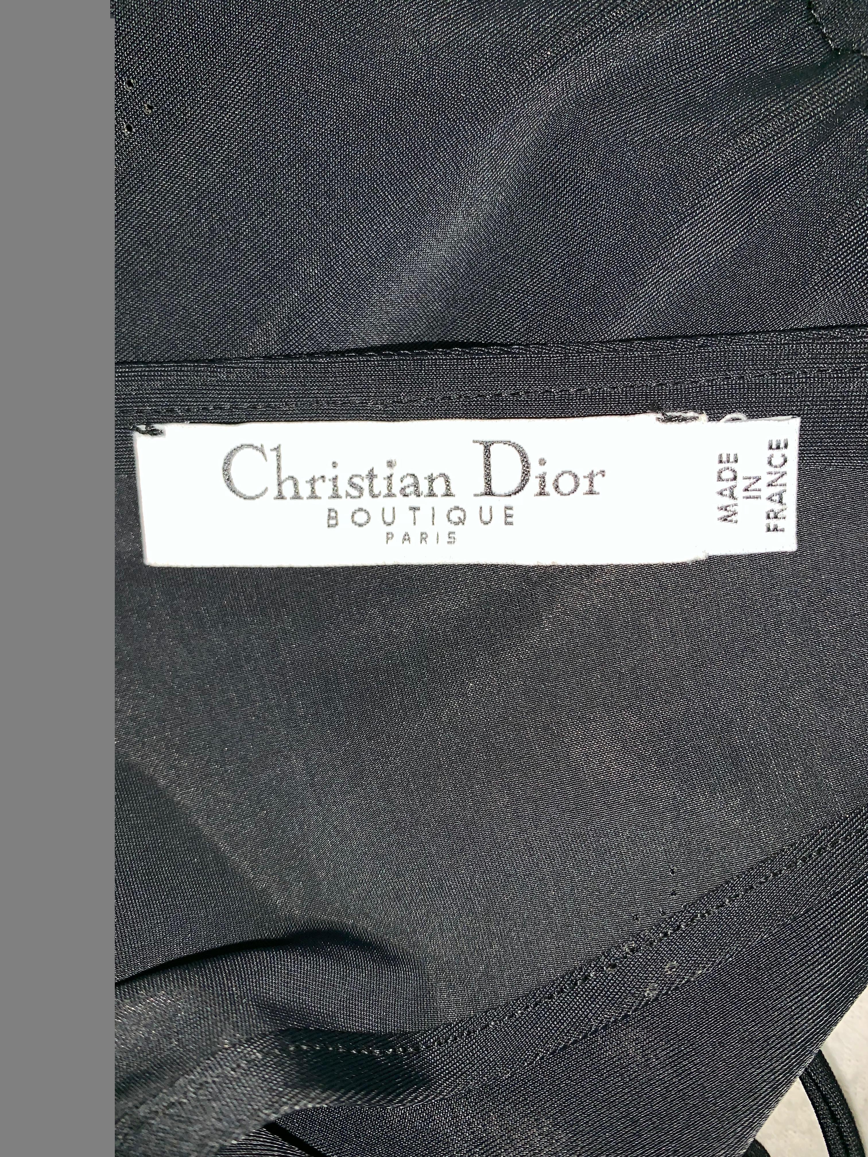S/S 2000 Christian Dior Black Plunging High Slits Logo Monogram Mini Dress In Excellent Condition In Yukon, OK