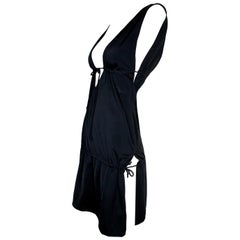 S/S 2000 Christian Dior Black Plunging High Slits Logo Monogram Mini Dress