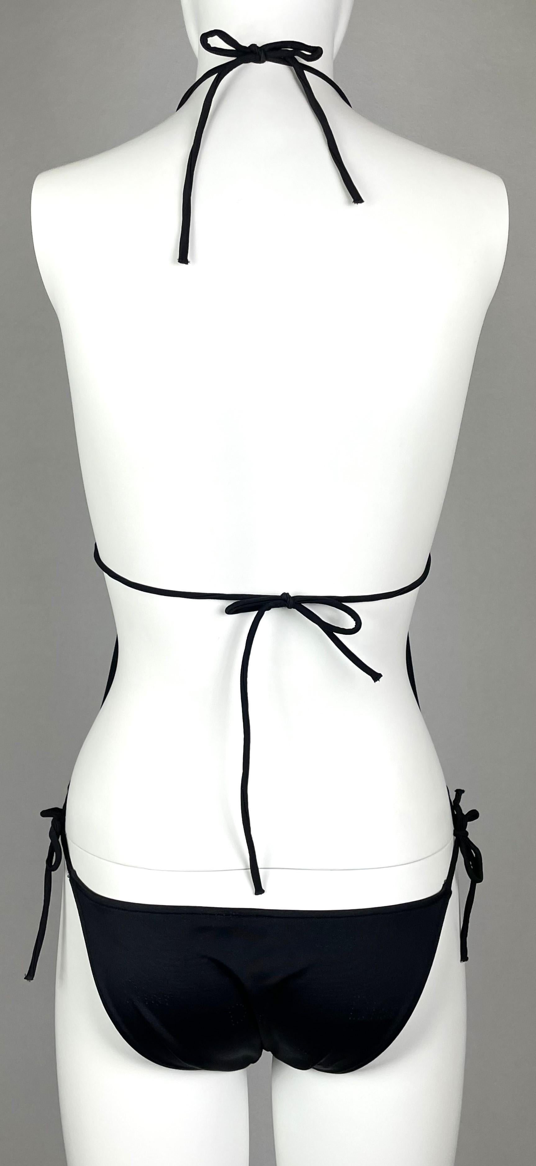C. 2003 Christian Dior by John Galliano Plunging Black Logo Swimsuit 1
