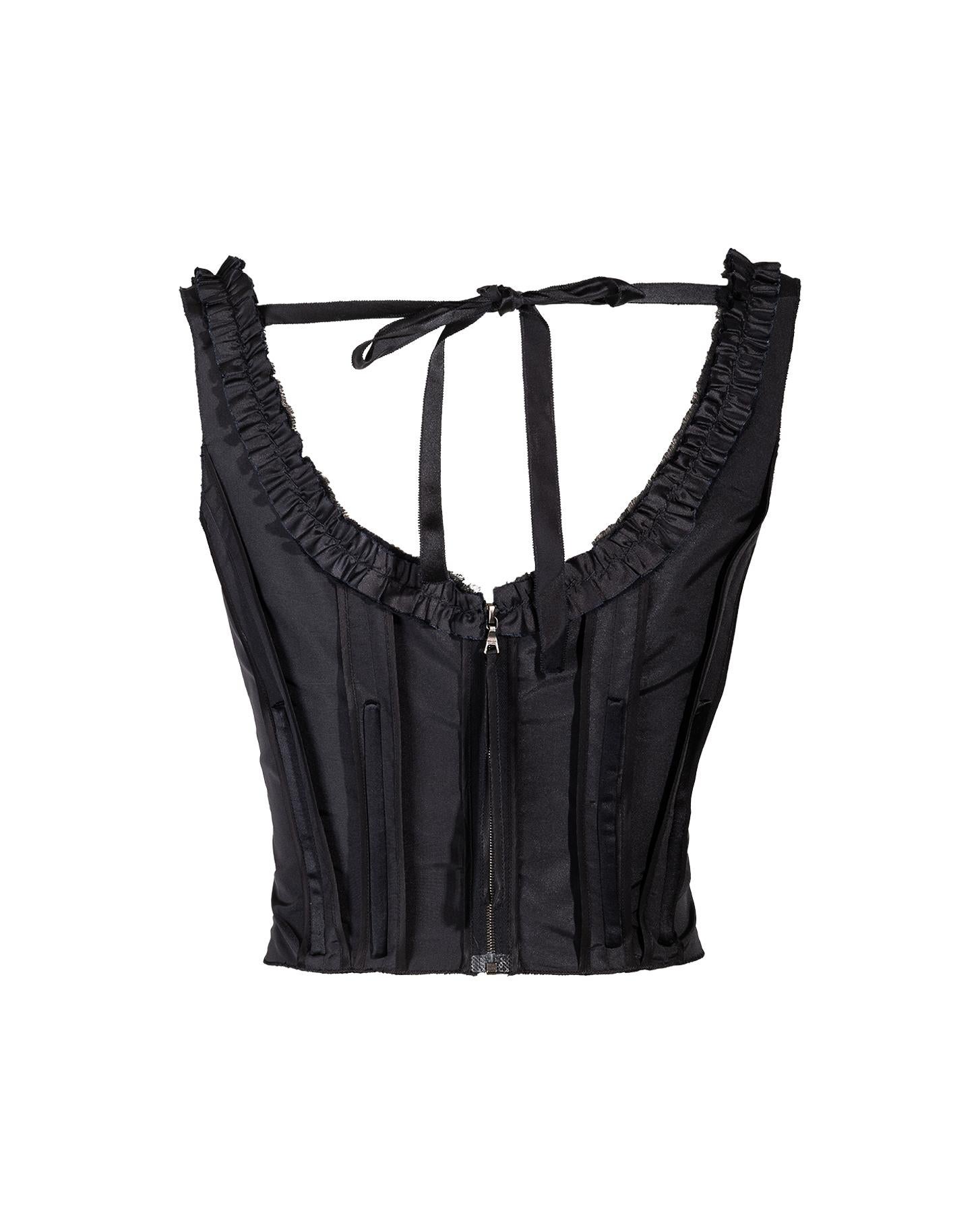 c. 2003 Prada by Miuccia Prada Corset Top with Ruffle Bust In Excellent Condition In North Hollywood, CA