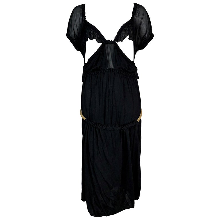 ysl black cut out dress Saint Laurent Cut-out Silk Dress