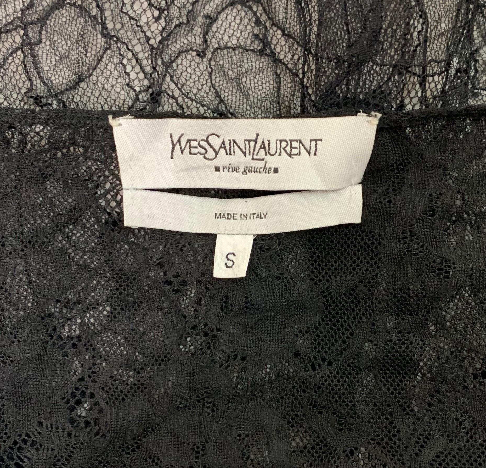 F/W 2003 Yves Saint Laurent Tom Ford Runway Sheer Black Lace Butterfly Crop Top In Good Condition In Yukon, OK